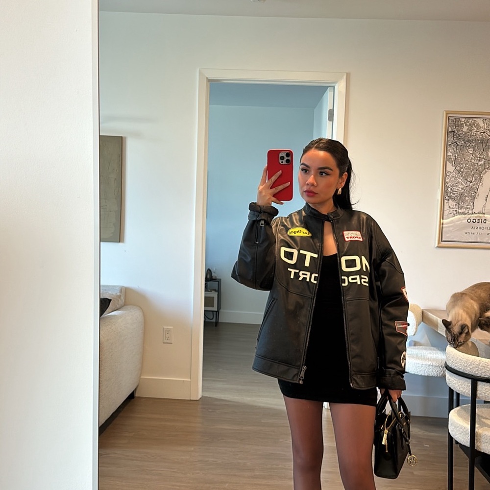 Moto Sport Black Leather Jacket